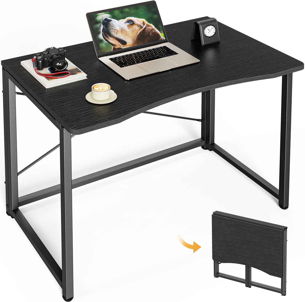 Huuger folding desk in compact folded state saves space behind a door