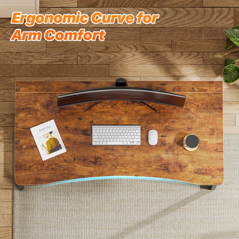 Huuger folding desk curved edge provides comfortable hand position during tasks.