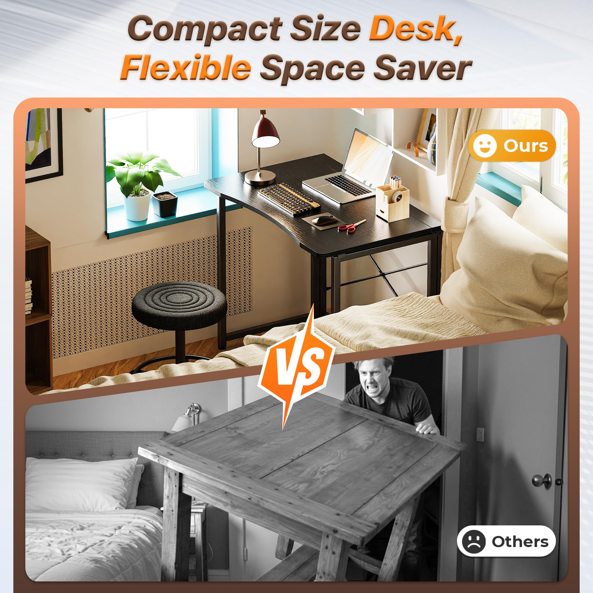 Huuger folding desk shows deeper 18.9-inch desktop for more workspace