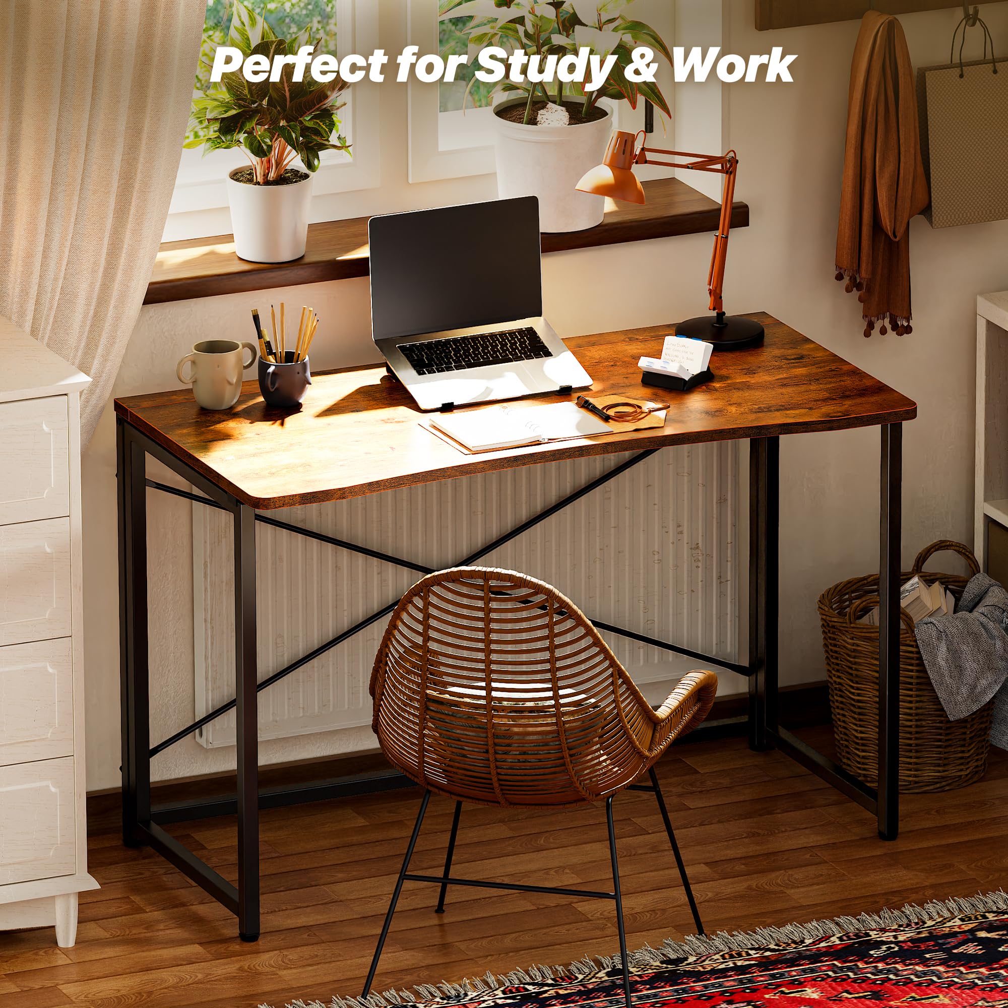 Huuger folding desk includes a clear manual and tools for quick setup.