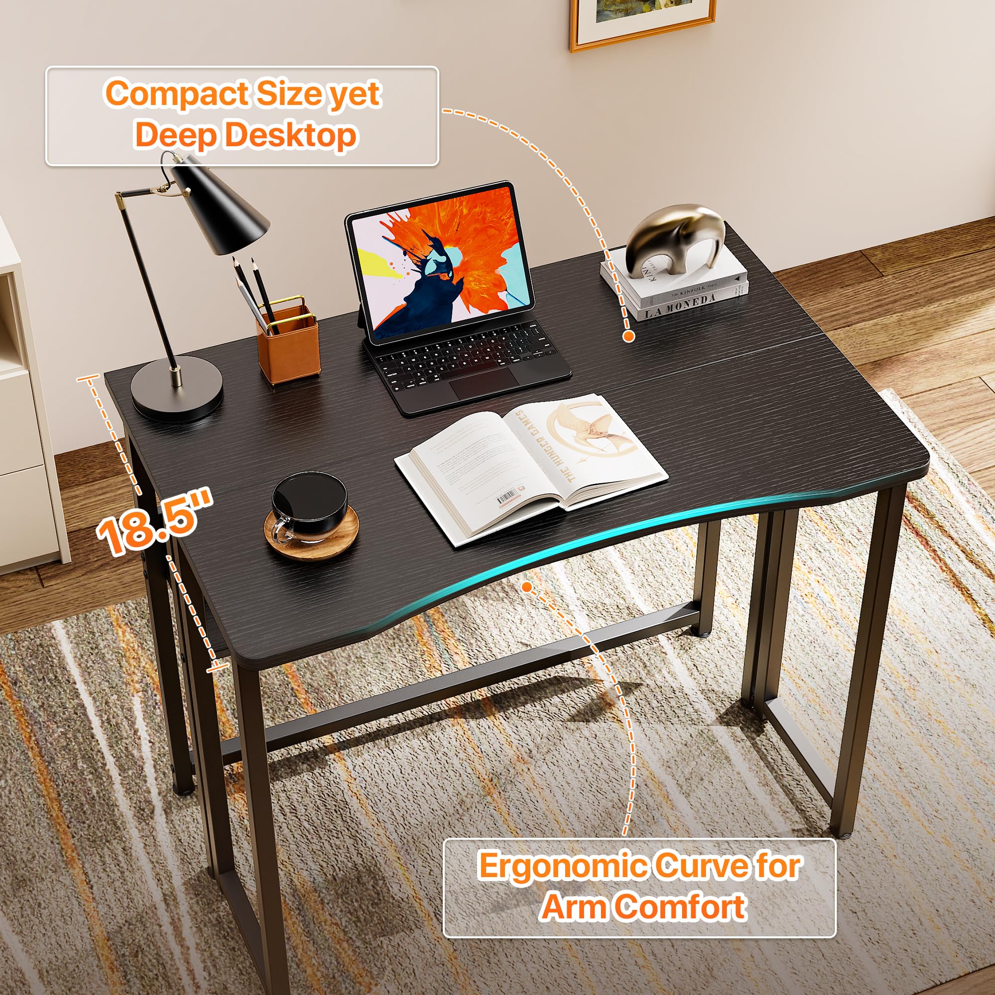 Huuger folding desk doubles as a side table when folded.