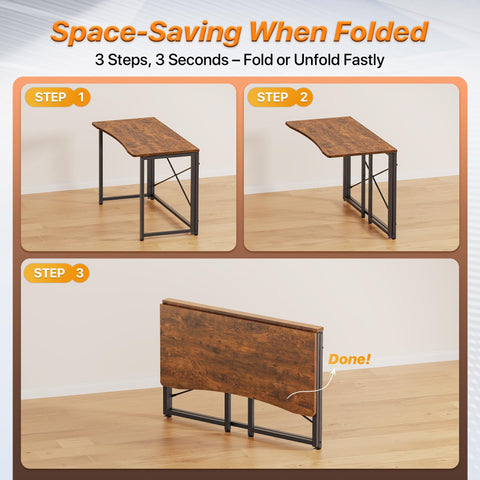 Huuger folding desk supports versatile use as study, work, or dining surface.