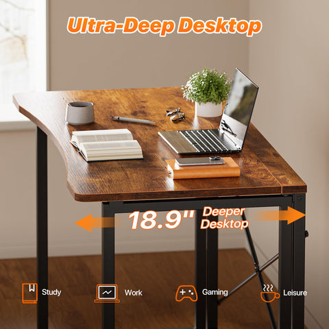 Huuger folding desk with sturdy steel legs minimizes wobble during work.