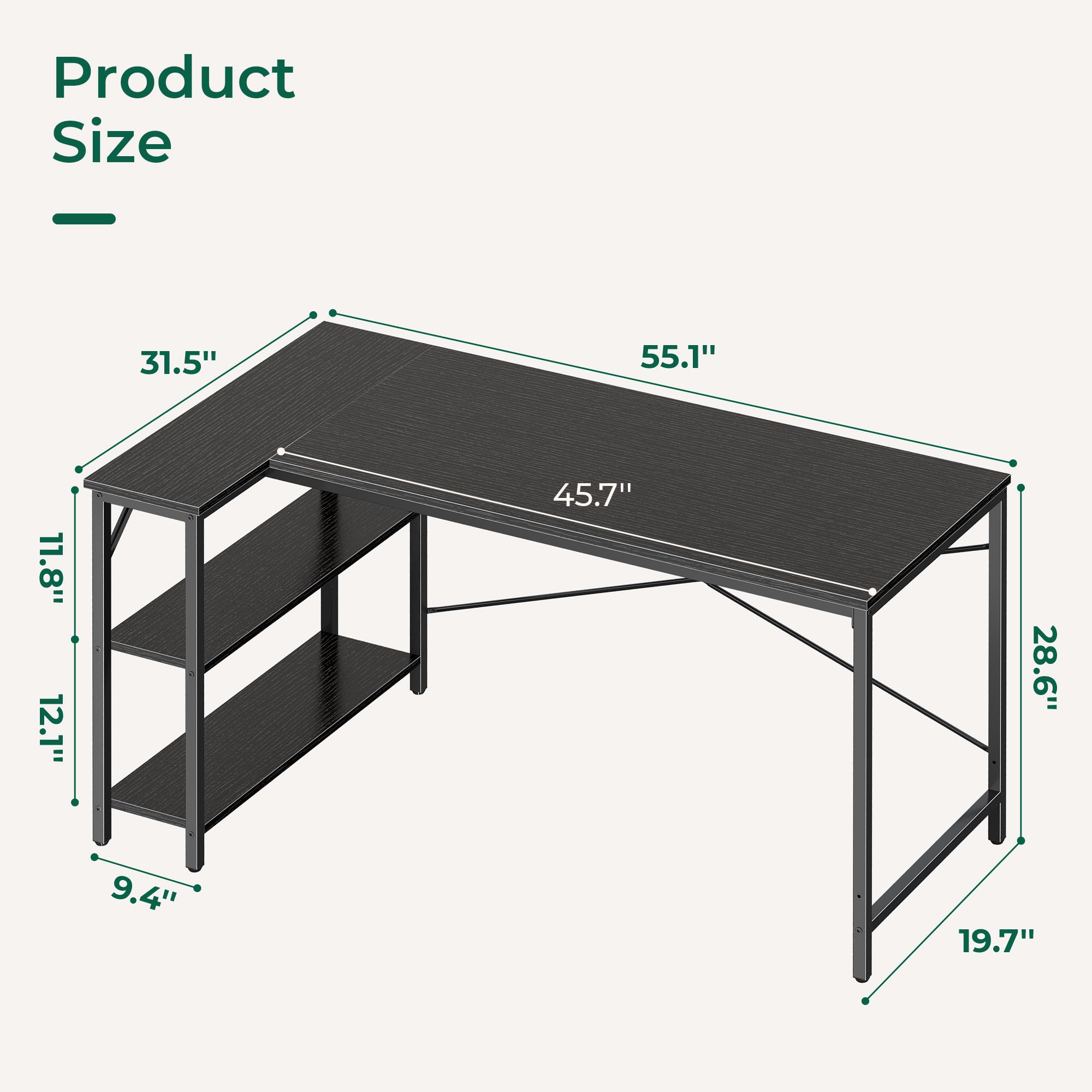 Huuger L Shaped Desk assembly ready with clear instructions for quick setup