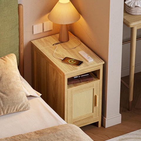 Huuger narrow night stand soft-close hinge ensures quiet use.