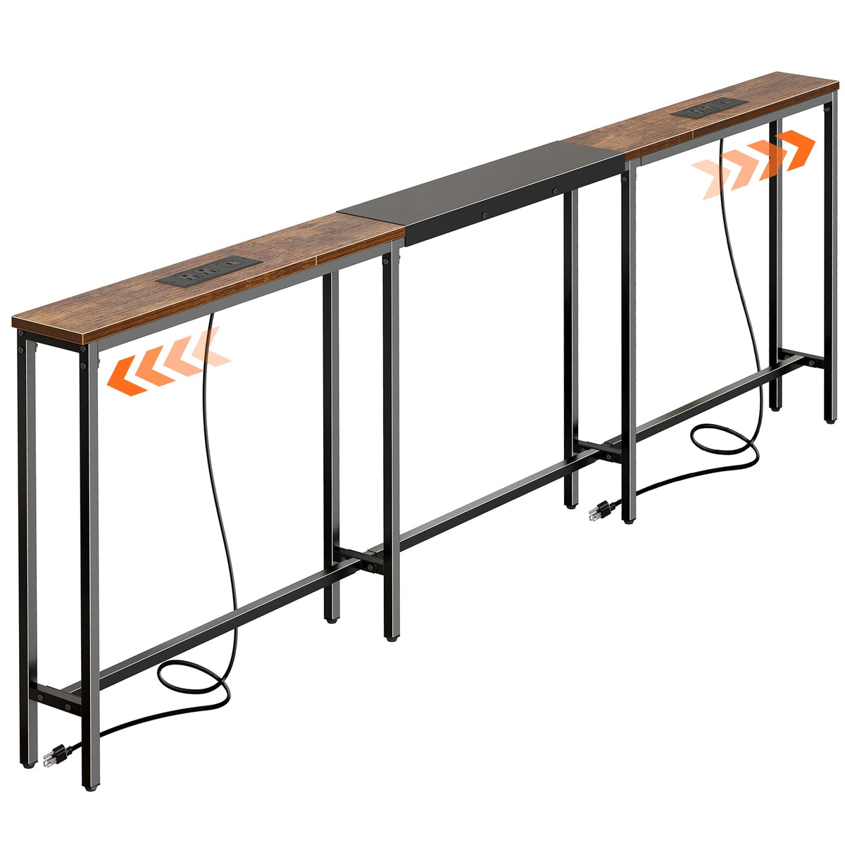 Huuger narrow sofa table extendable length demonstrates adaptable fit along couch and space.