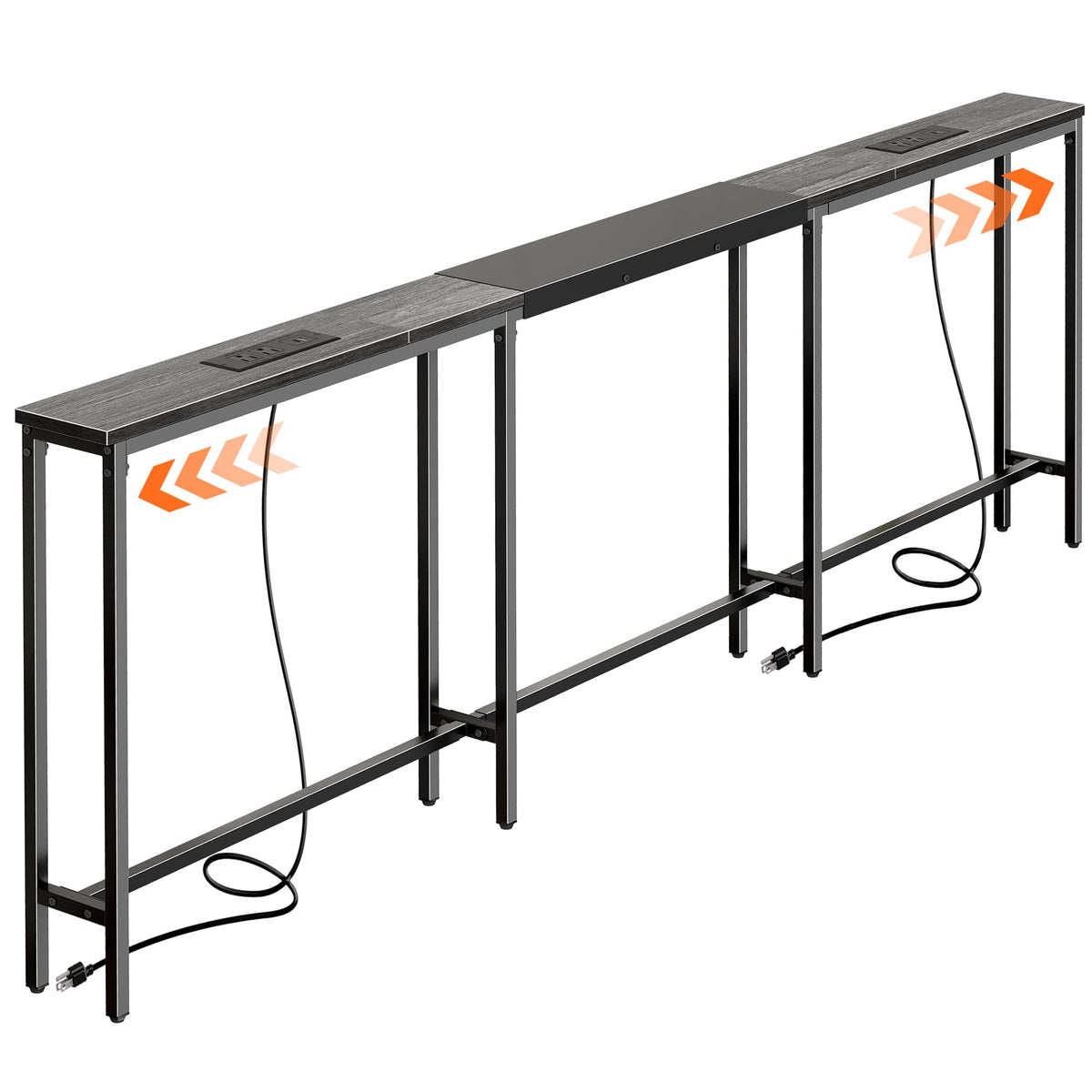 Huuger narrow sofa table extended to fit your couch length for seamless layout