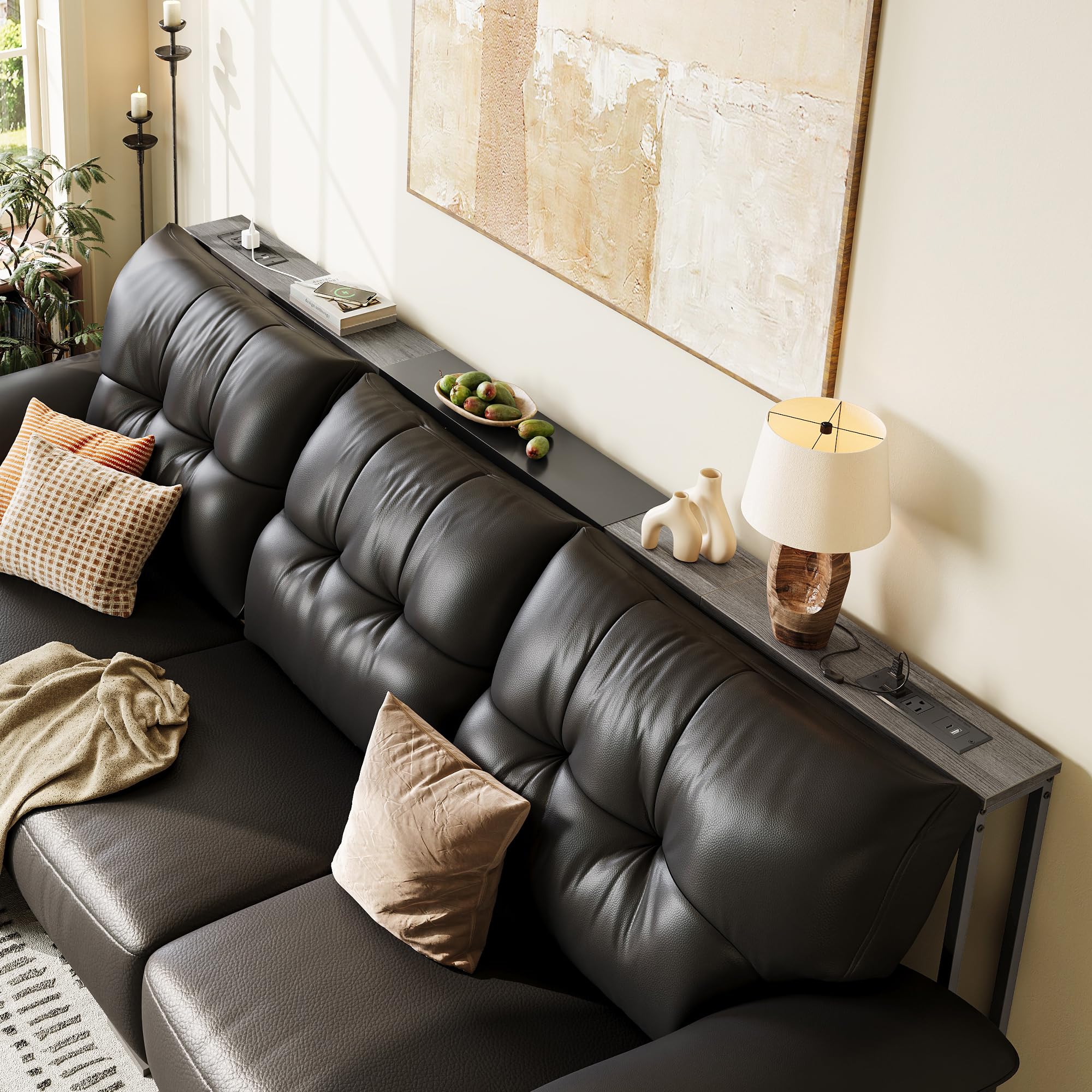 Huuger sofa table power outlets provide convenient charging near seating