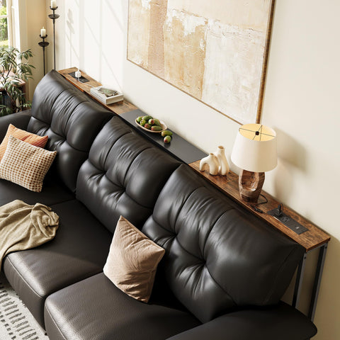 Huuger narrow sofa table power outlets show convenient behind the couch charging options.