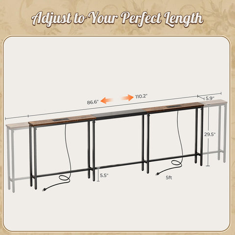 Huuger narrow sofa table USB-C port enables fast device recharge from seating position.