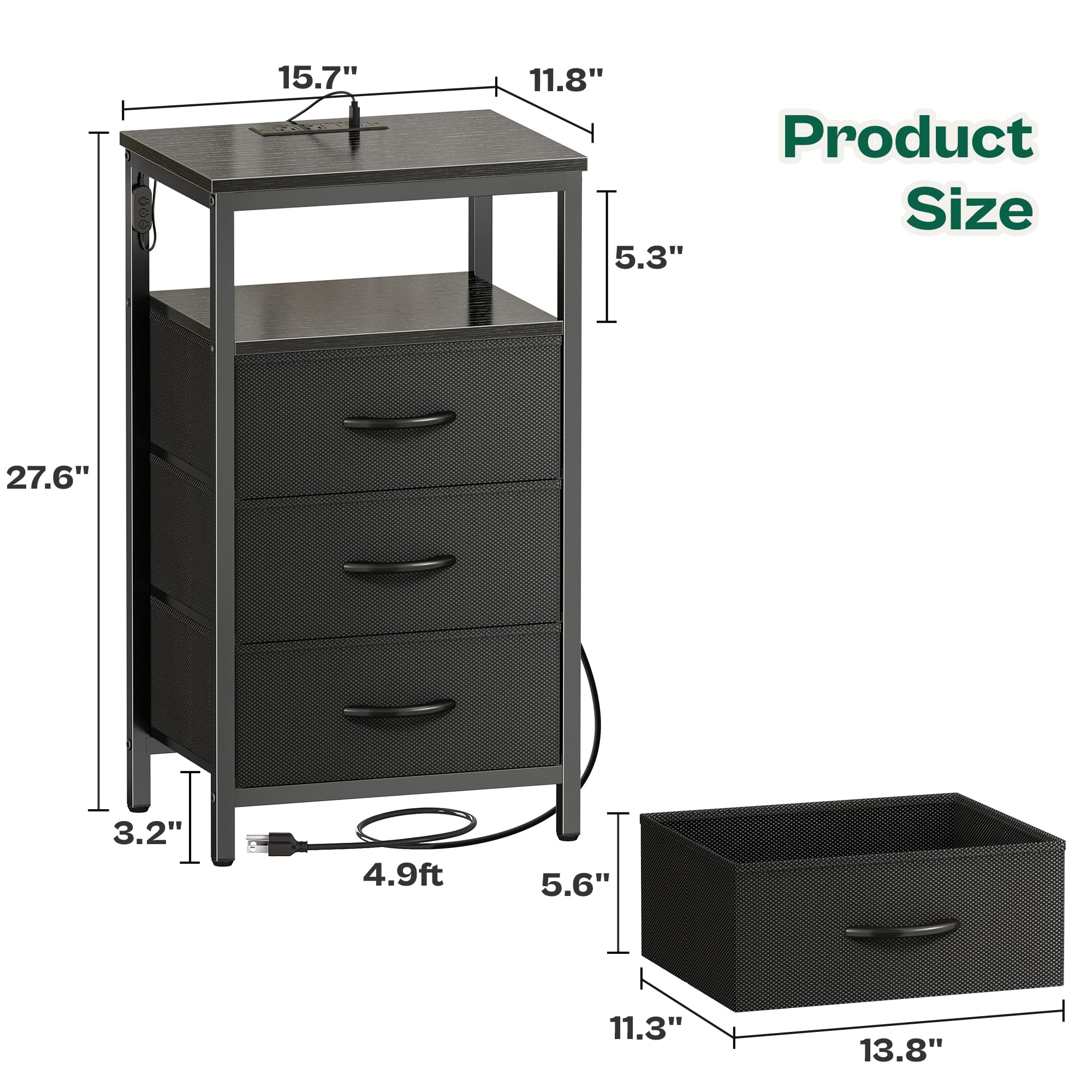 Adjustable feet on the Huuger night stand to keep it level on irregular floors.