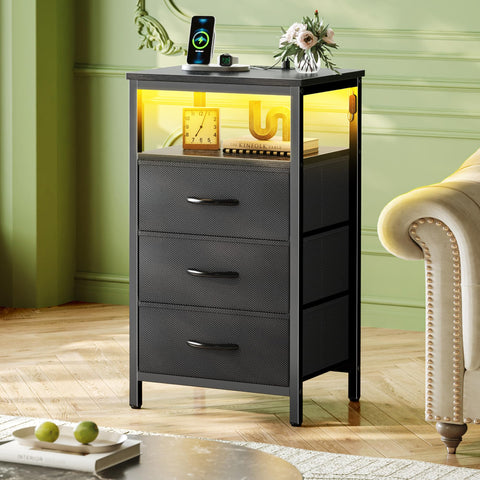 Sleek black finish on the Huuger night stand for a modern look.