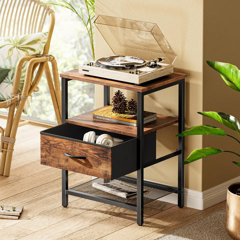 Huuger night stand middle drawer adds balanced hidden storage for bedtime essentials.