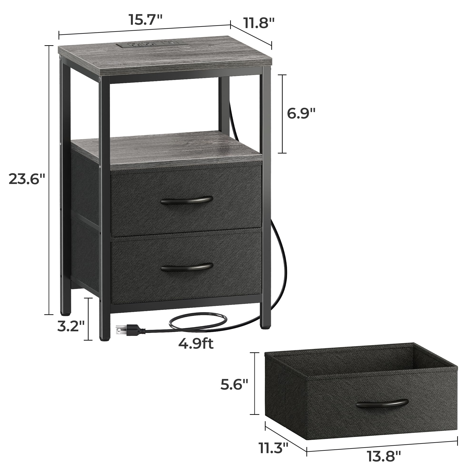 Huuger nightstand adjustable feet ensure level setup.
