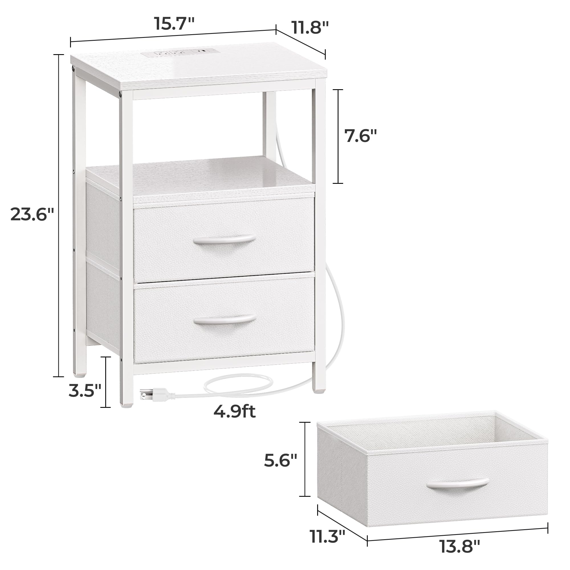 Huuger nightstand adjustable feet ensuring stability on uneven floors