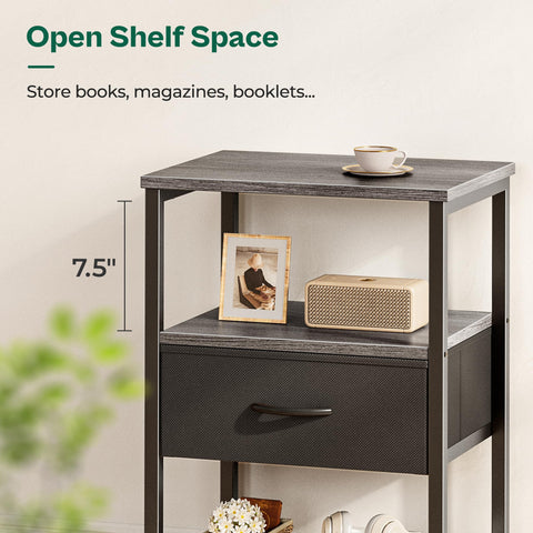 Huuger Nightstand Adjustable Feet stabilize on uneven surfaces