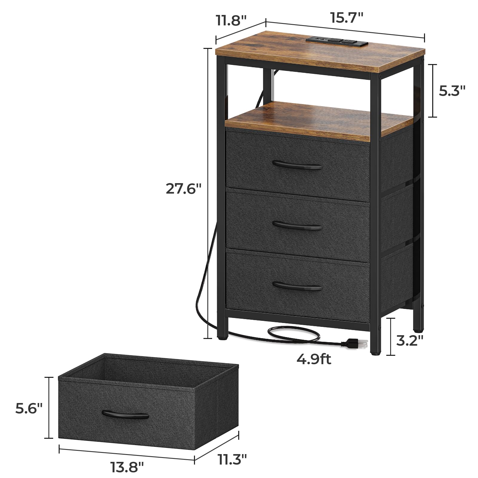 Huuger nightstand easy assembly with included tools.