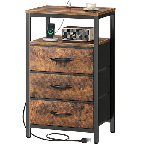 Huuger nightstand with charging station beside bed for easy devices access
