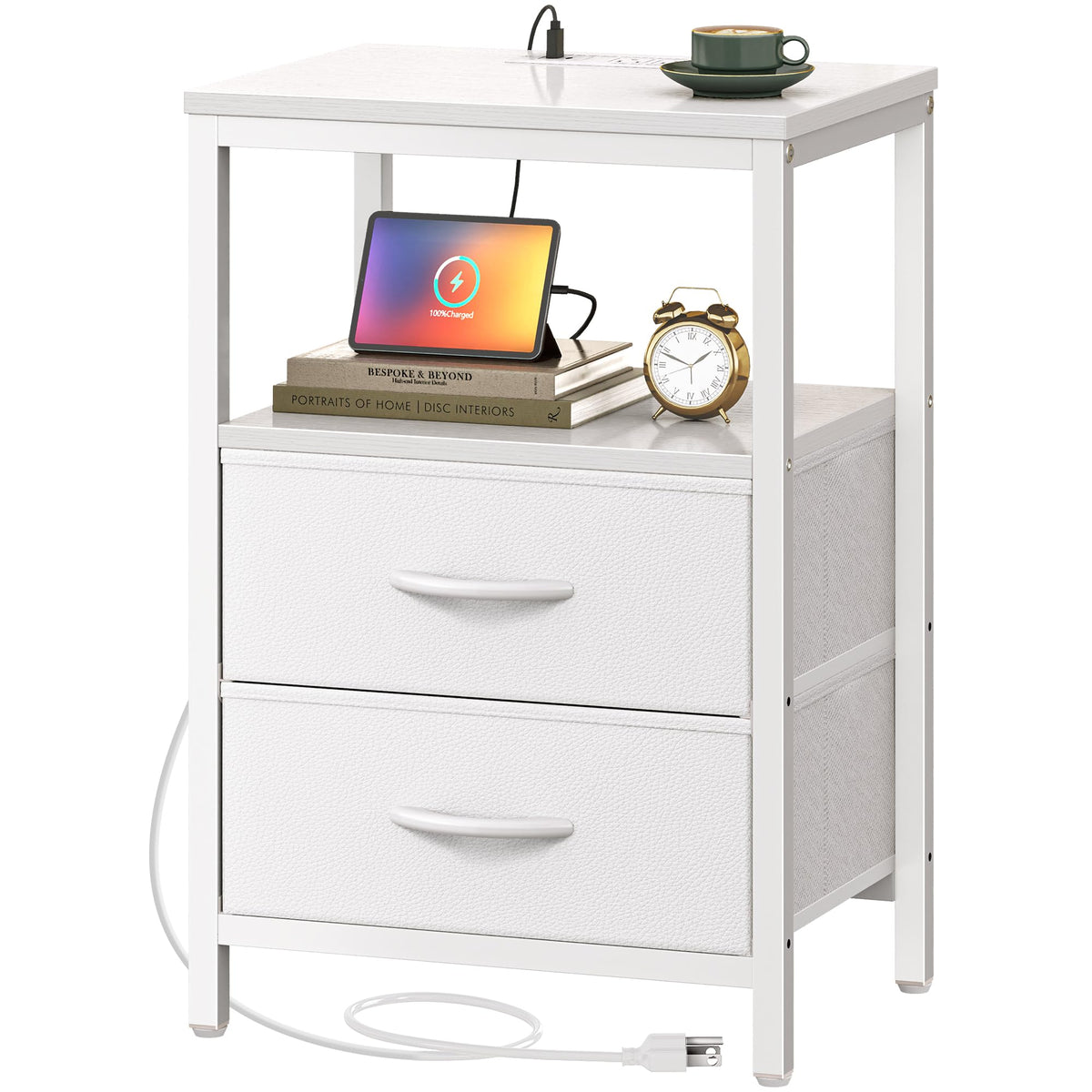 Huuger nightstand charging station with outlets and ports for convenient nighttime charging
