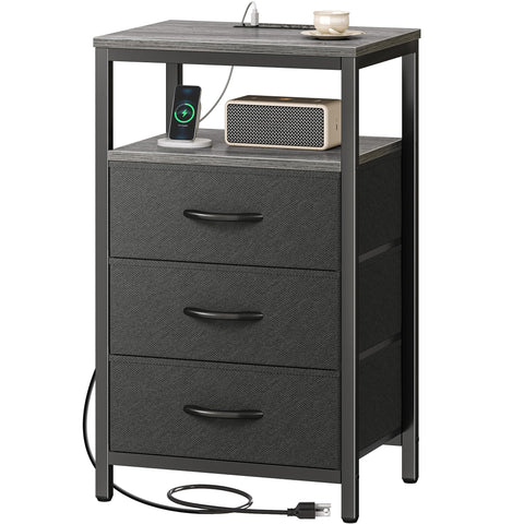 Huuger nightstand with charging station keeps bedside devices organized and accessible