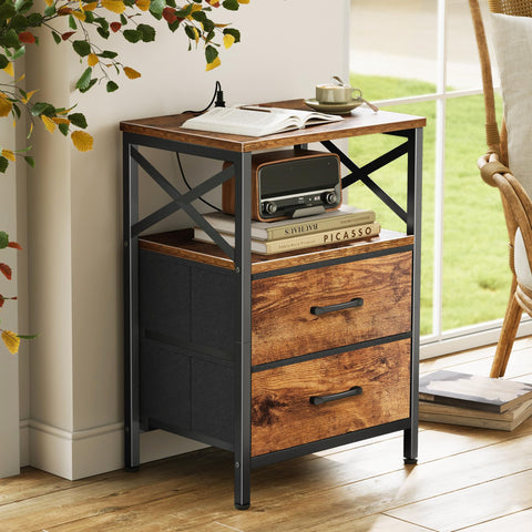 Huuger nightstand comes with quick assembly and labeled parts.