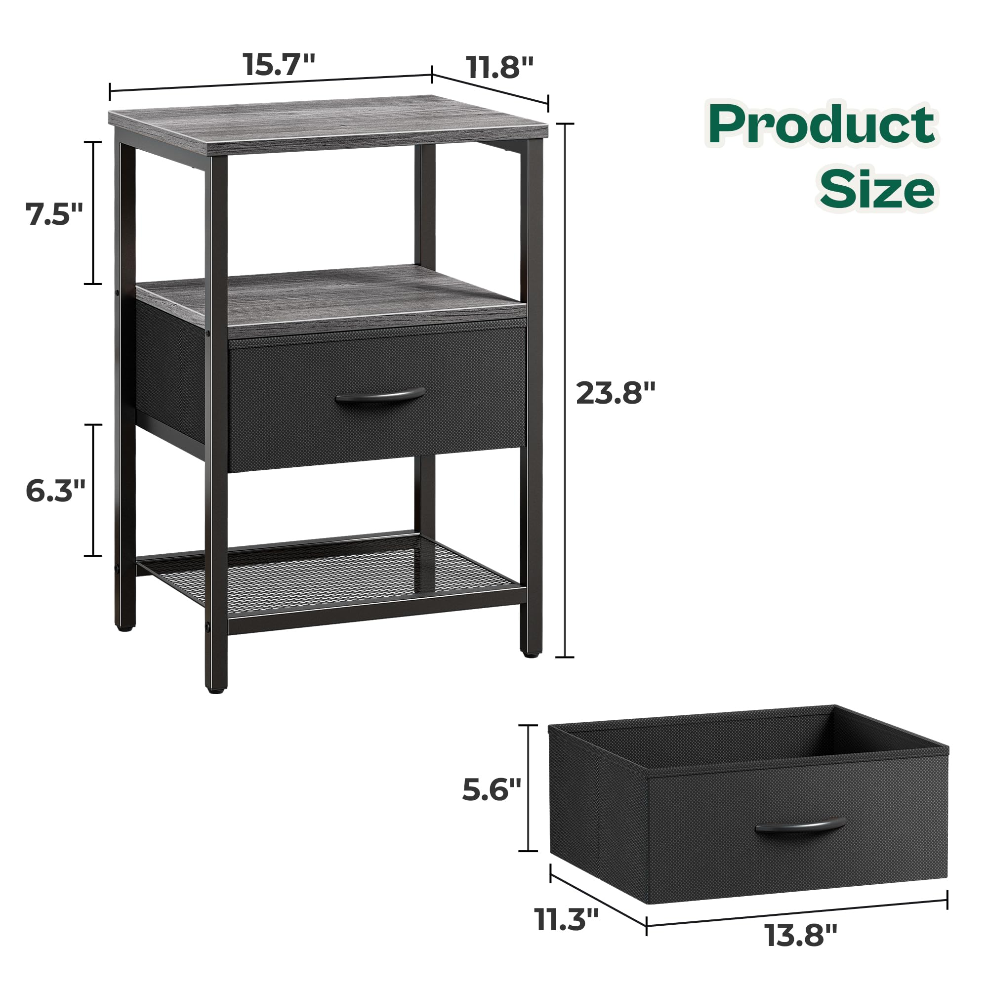 Huuger Nightstand Easy Assembly with simple steps and included tools