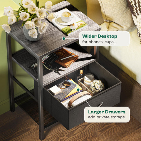 Huuger Nightstand Metal Frame delivers sturdy support on any floor