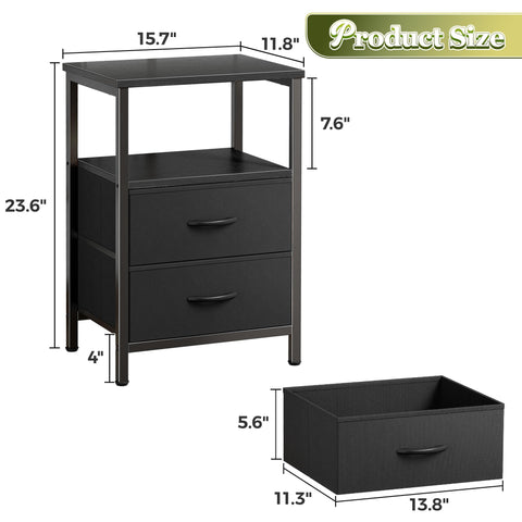Huuger nightstand open shelf holds books and remotes within arm’s reach