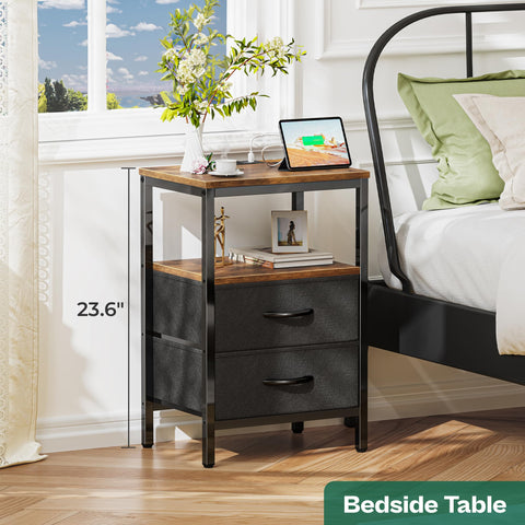 Huuger nightstand open shelf side view for accessible organization