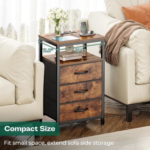 Huuger nightstand open shelf storage for books and remotes