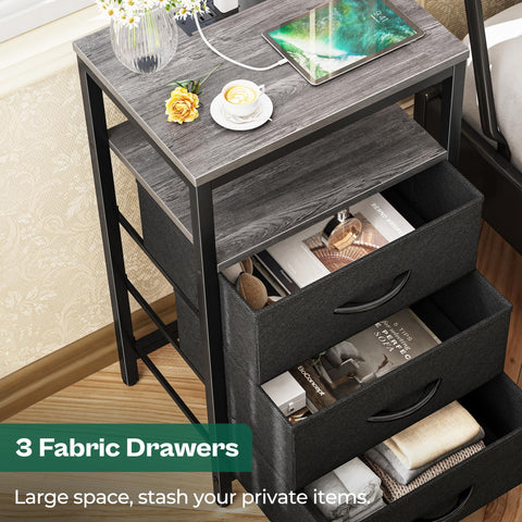 Huuger nightstand open shelf storage keeps remotes and books handy