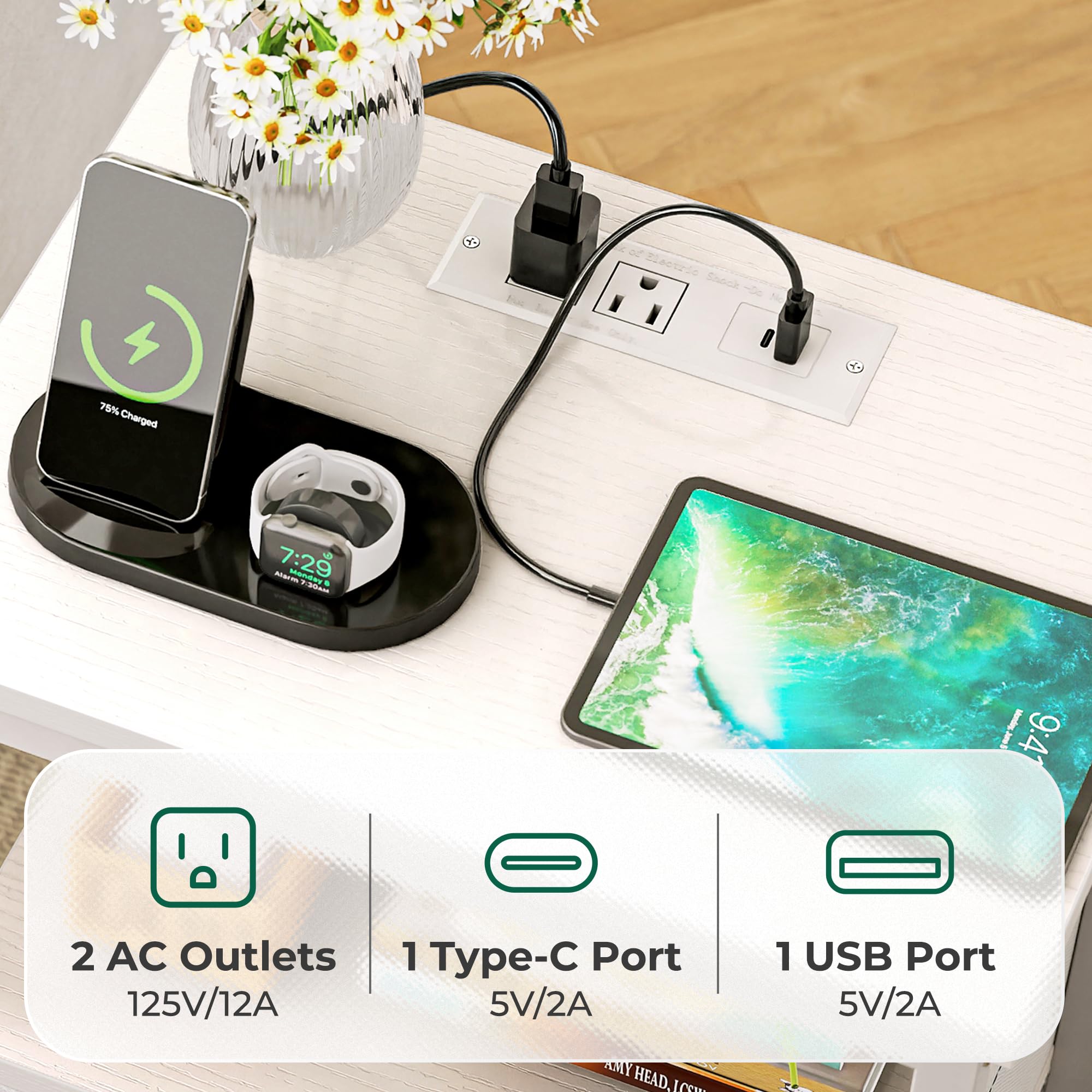 Huuger nightstand open shelf design for quick-access essentials