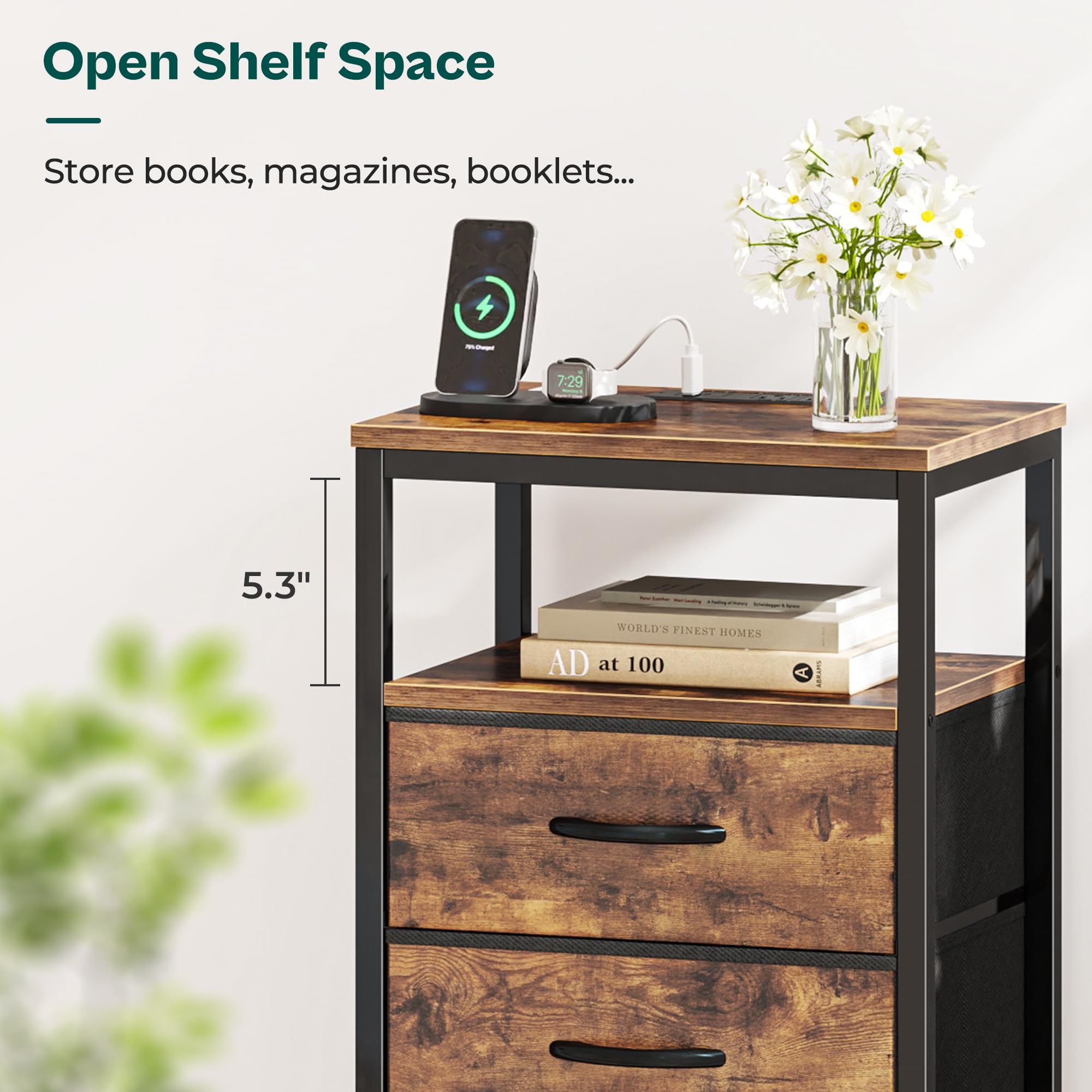 Huuger nightstand P2 particle board construction for durability