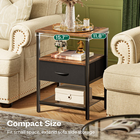 Huuger nightstand set-2 adjustable feet stabilize on uneven floors.