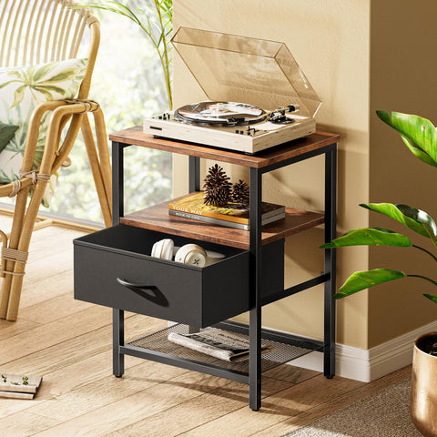Huuger nightstand set-2 bedroom arrangement demonstrates compact storage beside bed.