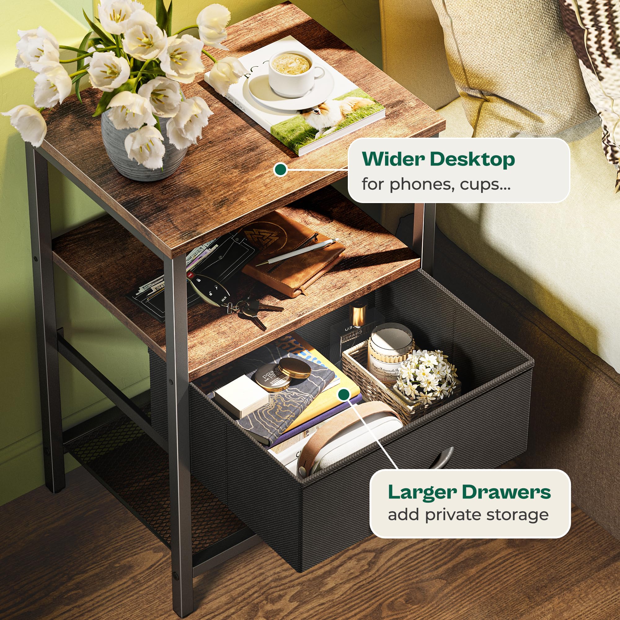 Huuger nightstand set-2 easy assembly guide for quick setup.