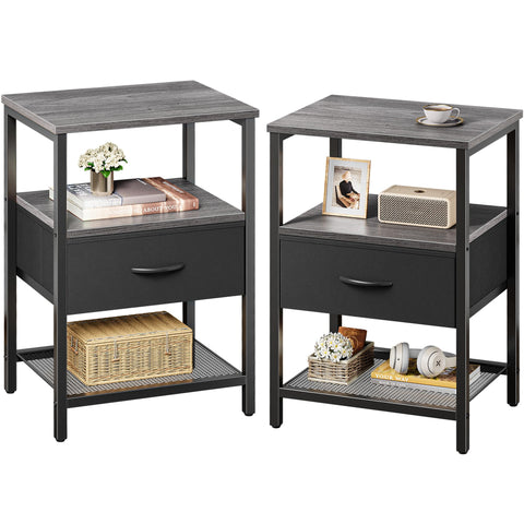 Huuger Nightstand Set 2 with fabric drawer keeps bedtime items organized and reachable