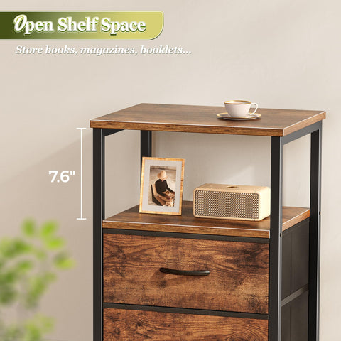 Huuger nightstand set2 rustic brown color option in a cozy room