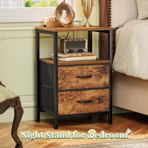 Huuger nightstand set2 fabric drawers keep remotes and glasses neatly tucked away
