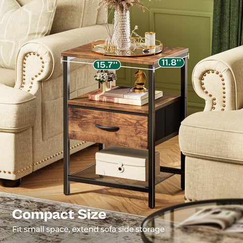 Huuger nightstand set 2 middle drawer keeps essentials within reach