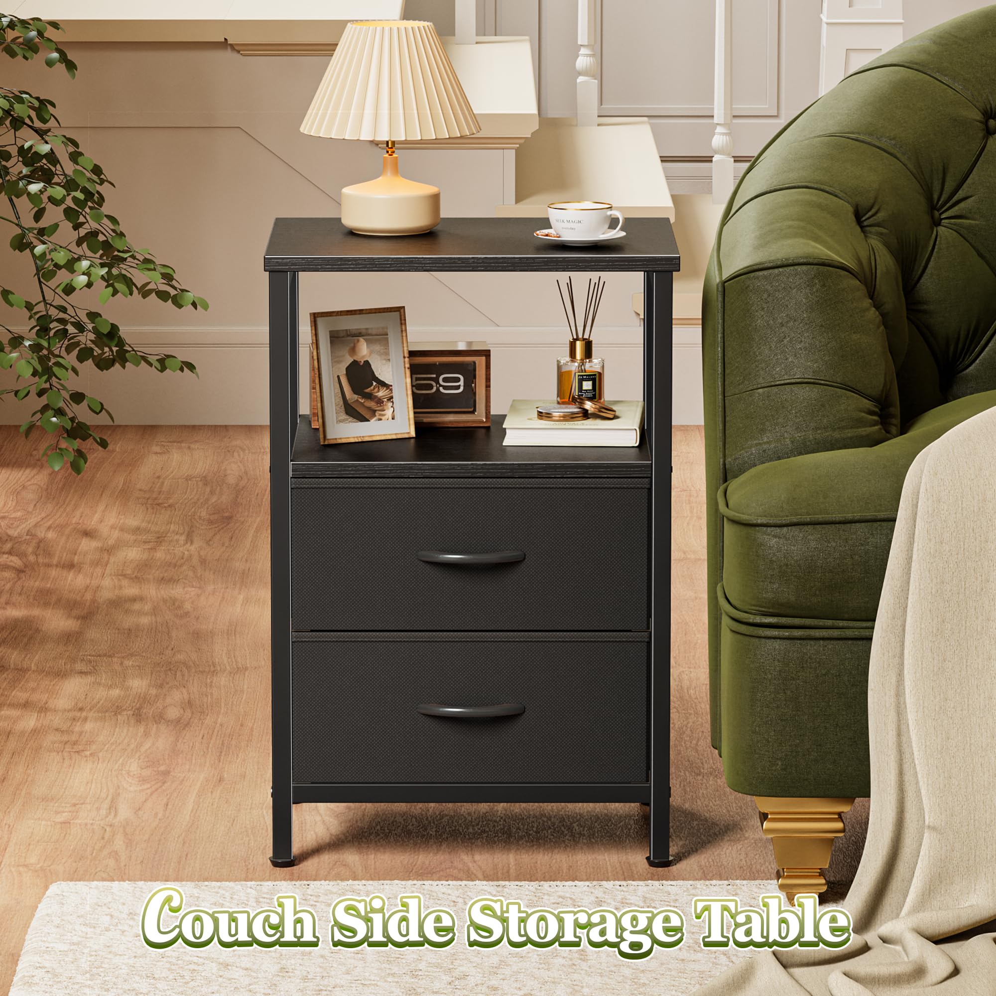 Huuger nightstand set2 saves space in bedrooms dorms or small apartments