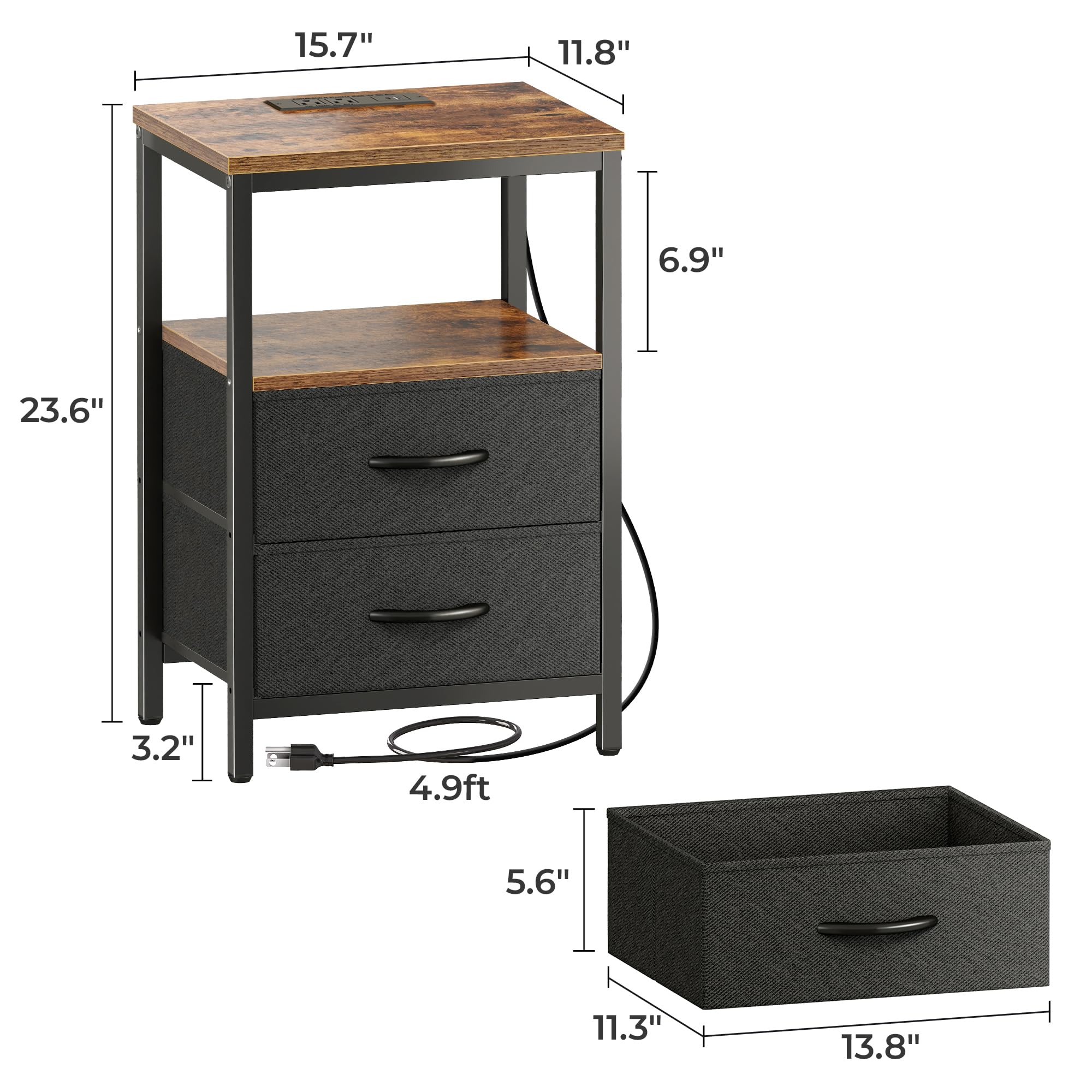 Huuger nightstand beside sofa setup in living room