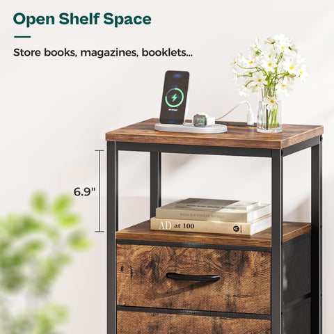 Huuger nightstand's slim profile suits bedrooms and living rooms alike.