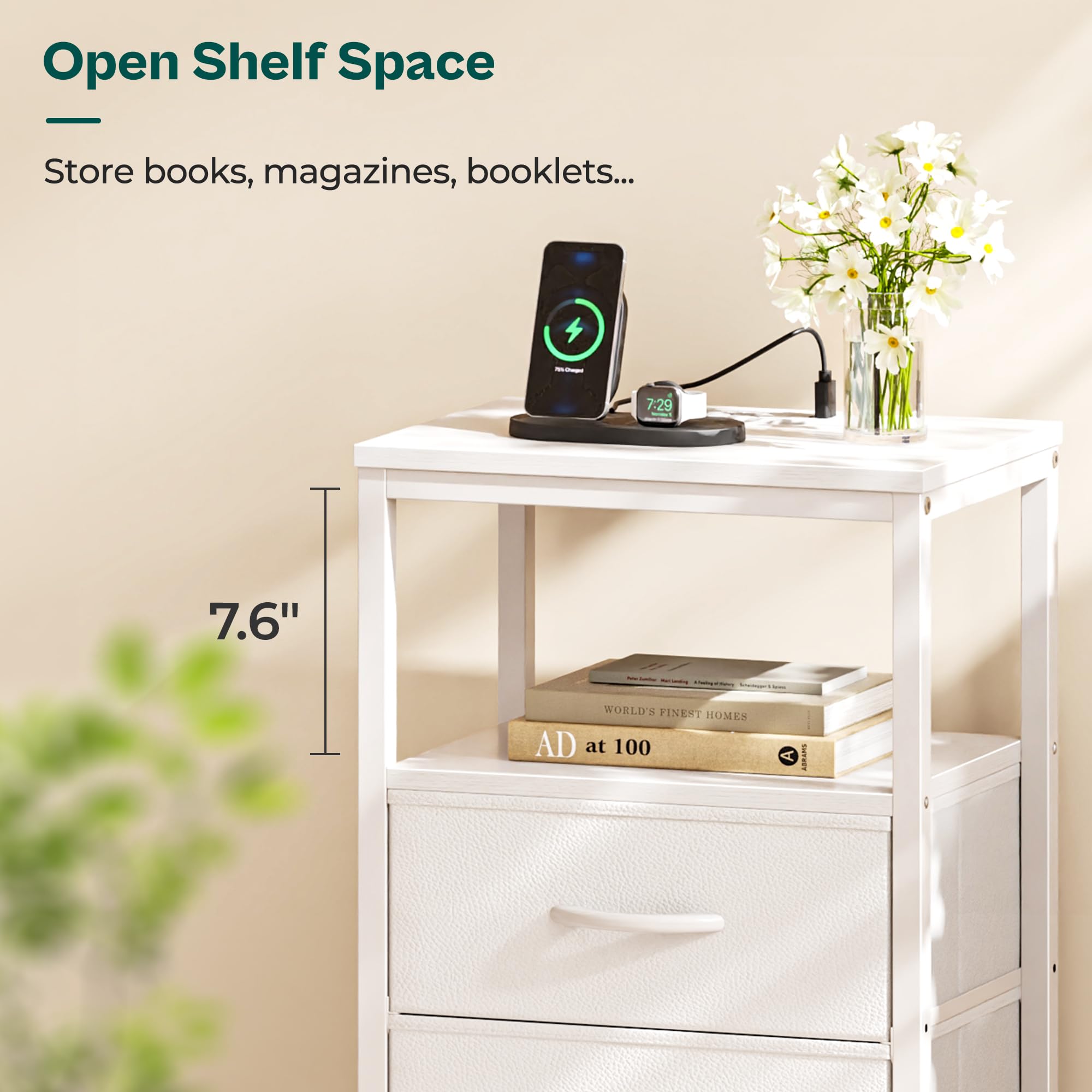 Huuger nightstand solid steel frame providing durable support