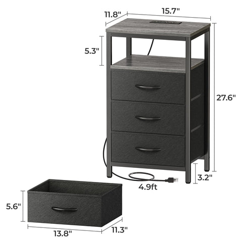 Huuger nightstand solid steel frame provides sturdy support