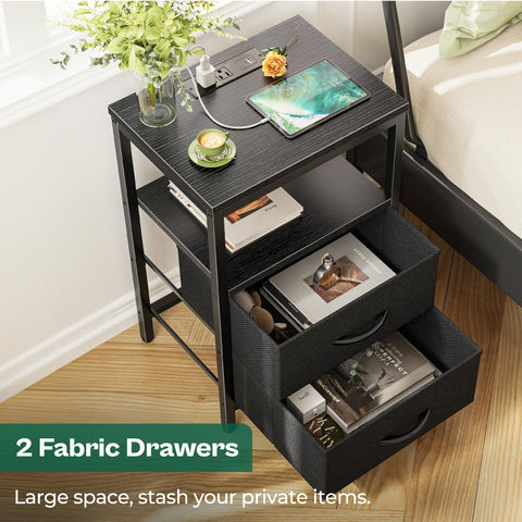 Huuger nightstand steel frame and matte black finish detail