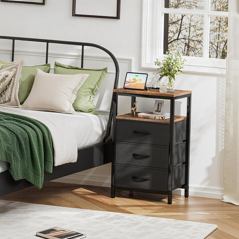 Huuger nightstand tall height enhances reach to essentials from bed.