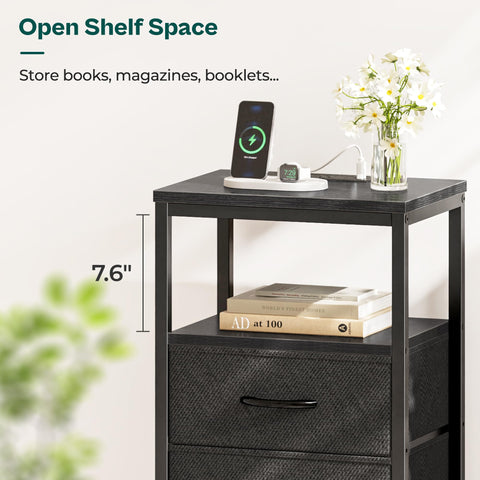 Huuger nightstand USB-C port and outlets for convenient charging