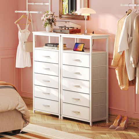 Huuger nightstand with drawer offers quick access near bed.