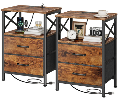Huuger nightstands with charging station keep bedside devices powered and within reach.